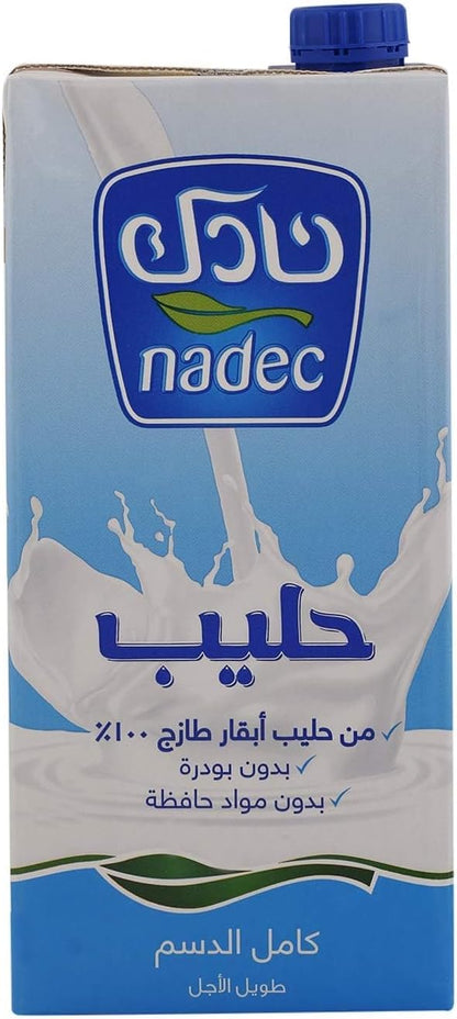 Nadec Full Fat Long Life Milk, 12 x 1 Liter