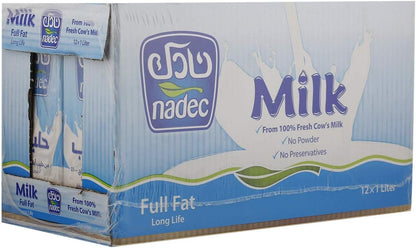 Nadec Full Fat Long Life Milk, 12 x 1 Liter