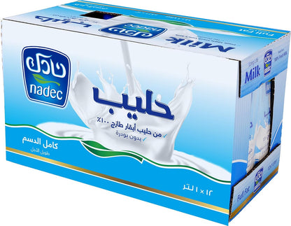 Nadec Full Fat Long Life Milk, 12 x 1 Liter