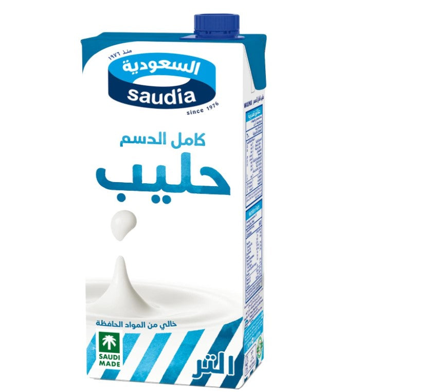 Saudia Whole Milk - 12 x 1 Liter Cartons